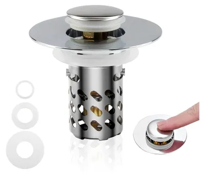 Produktbild von Waschbeckenstöpsel 3 in 1 mit Abflusssieb für 28-40mm Beckenlöcher