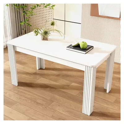 Produktbild von Esstisch aus Holz, Rechteckiger Tisch für Esszimmer und Wohnzimmer, 116L x 65B x 75H cm, Weiß