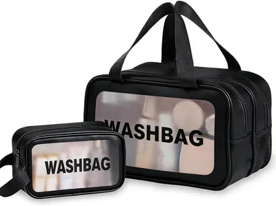 Produktbild von Kulturtasche 2 Stück, schwarz, wasserdicht, für Reisen