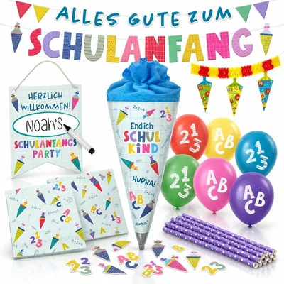 Produktbild von Partyset Einschulung Schulanfang pastell Deko Dekoration Schule bunt