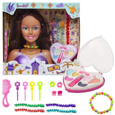 Productafbeelding van Decopatent Speelgoed Kaphoofd - Sminkpop met make up voor Kinderen - Makeup pop - Kappop - Schminkpop voor Meisjes - Stylinghoofd - Opmaakpop -