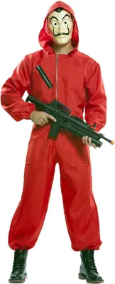 Produktbild von Haus des Geldes Lizenzkostüm für Erwachsene rot-schwarz - XL