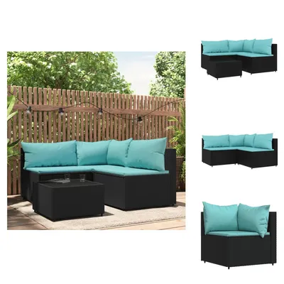 Immagine prodotto di vidaXL set salotto da giardino 4 pezzi con cuscini in poly rattan nero - Divani da giardino