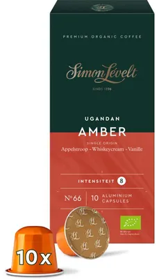 Obrázek produktu pro Simon Lévelt Uganda Amber kávové kapsle 55g - aromatická 100% káva Arabica, kompatibilní s Nespresso