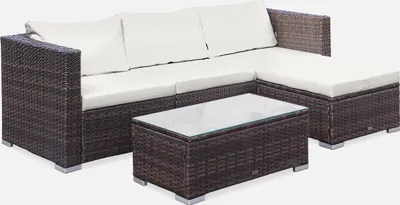 Produktbild von sweeek - Gartenlounge aus Polyrattan für 4 Personen - Braun