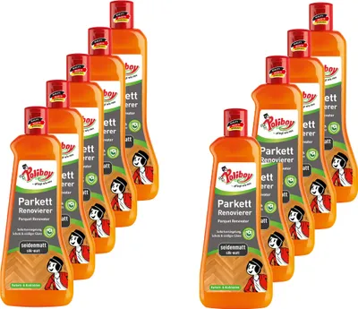 Produktbild von Poliboy Parkett Renovierer Seidenmatt 10er Set - 5L, Inhalt jeweils 500ml - für strapazierte Holz- und Korkböden
