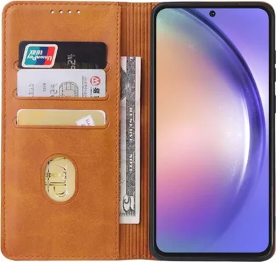Immagine prodotto di Smartphonica Samsung Galaxy A54 5G custodia in ecopelle con chiusura magnetica e porta carte a libro - Marrone