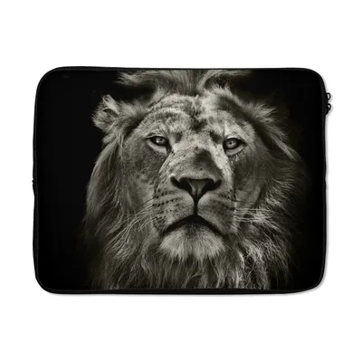 Produktbild von MuchoWow® Laptop Hülle 15 Zoll Löwe - Tiere - Porträt - Wildtiere - Schwarz und weiß Laptoptasche - Laptoptasche - Sleeve - Rundum-Schutz
