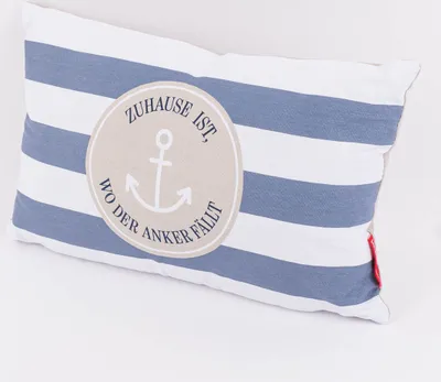 Produktbild von maritimes Kissen Zuhause ist, wo der Anker fällt 25x40cm Geschenk für Dich