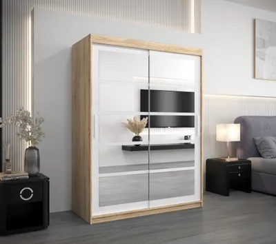 Obrázok produktu pre MINIO Šatníková skriňa 150 cm ROMA 2 Sonoma Dub / Biela