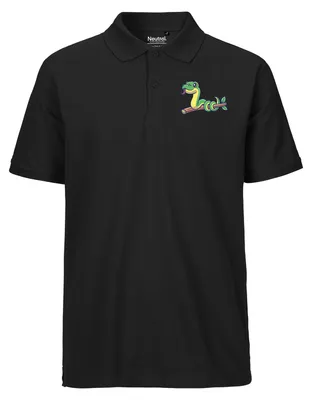 Produktbild von Huuraa Herren Polo Shirt Schlange Comic 3XL Black Bio Baumwolle Fairtrade Poloshirt Geschenkidee
