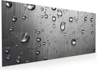 Produktbild von Küchenrückwand Spritzschutz Glas mit Motiv Wassertropfen auf Metall 40 x 40 cm