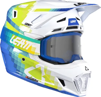 Produktbild von Leatt 7.5 V26 Motocross Helm mit Brille, weiß/blau/gelb, L (59/60)