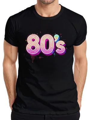 Produktbild von 80's Neon Retro Disco Achtziger Jahre Party Vintage Geschenk Herren T-Shirt, Schwarz, L