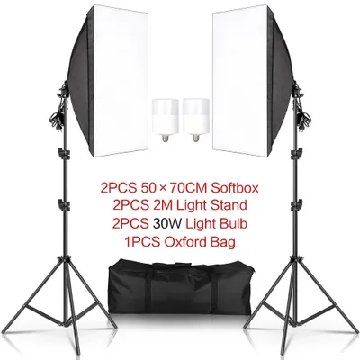 Obrázok produktu pre Súprava na osvetlenie fotografického softboxu, nastaviteľný 2M svetelný stojan, taška Oxford v cene, 30W LED lampy