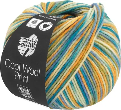 Produktbild von Lana Grossa COOL WOOL PRINT 50 g pflegeleichtes Strickgarn aus extrafeiner Wolle 160 m Farbe 835 - Vanille/Dottergelb/Oliv/Himmelblau/Petrolgrün/ Blaupetrol