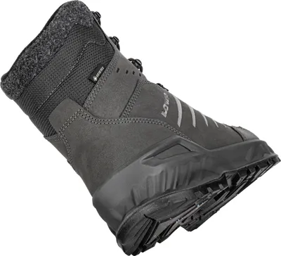 A single gray hiking boot is shown against a white background.