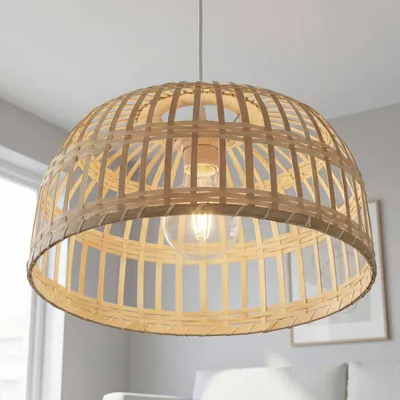 Produktbild von Lampenschirm Bambus Ø 40 cm rund E27 Boho Korbschirm für Hängelampen