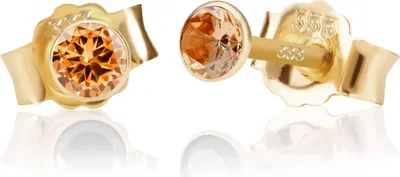 Produktbild von Paar 3,5mm 333 Gelb Gold 8 K Ohrstecker Zirkon Champagne Butterfly Verschluss