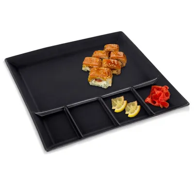 Produktbild von Geteilter Teller aus schwarzem Porzellan 25x25 cm