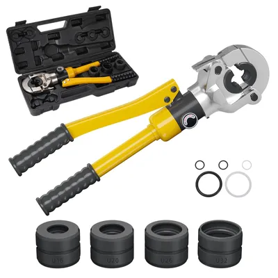 Produktbild von PEX-Rohrpresszange - Manuelle hydraulische Presszange - 8 Tonnen - 4 U-förmige Pressbacken - Edelstahl - Handwerkzeug