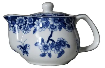 Immagine prodotto di Teiera in porcellana, capacità 266 ml, con infusore, colore blu e bianco