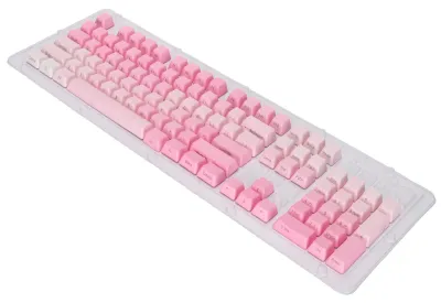 Image de Lot de 104 touches personnalisées rose et blanc en PBT opaque, gravure latérale, revêtement hydrofuge, finition mate, design ergonomique, pièces pour clavier