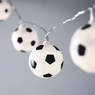 Lichterkette mit 10 Fußball-LEDs, weiß, Timer, batteriebetrieben