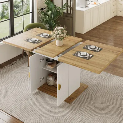 Productafbeelding van STILVORA uitschuifbare eettafel met ruime opbergruimte, tafel met houtfineer en zonnerelief, veelzijdige uitschuifbare tafel voor keuken en woonkamer