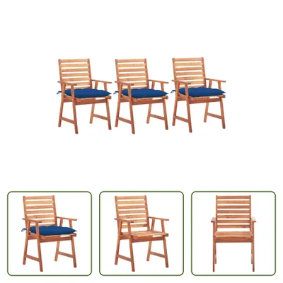 Produktbild von The Living Store Garten-Essstühle 3 Stk. mit Kissen Massivholz Akazie