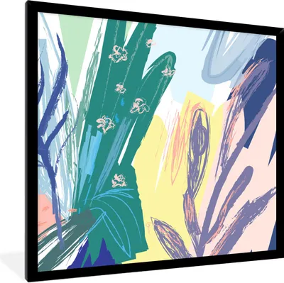 Produktbild von MuchoWow® Gerahmtes Poster Sommer - Pflanze - Farbe 40x40 cm - Poster mit Schwarzem Bilderrahmen Wandposter Rahmen Foto Bilder - Mit Rahmen - Wanddekoration Schlafzimmer