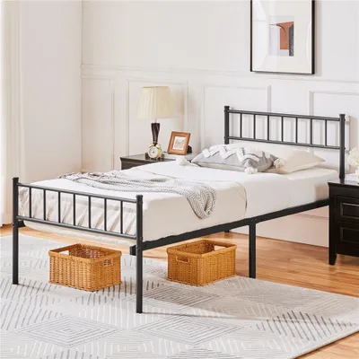 Produktbild von Yaheetech Metallbett Einzelbett/Doppelbett, Metallrahmenbett Gästebett, Modern Bettgestelle Bettrahmen Jugendbett mit Lattenrost für Schlafzimmer Gästezimmer 90 X 190 cm