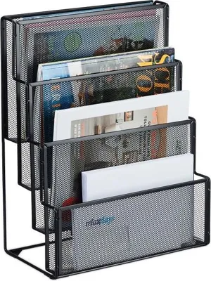 Zdjęcie produktu dla Metalowy stojak na czasopisma z 4 przegródkami