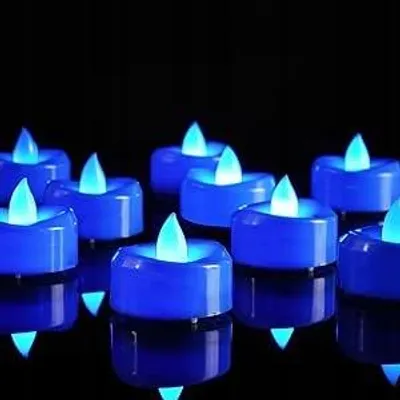 Produktbild von 24x LED Teelichter 3,8x3,5 Blau Flammenlos Halloween