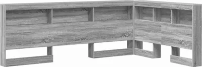 Image de vidaXL Tête de lit avec rangement, en bois imitation Sonoma gris