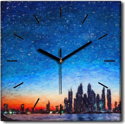 Produktbild von Coloray Uhr auf Leinwand 30x30 cm Wand Uhr Dekoration Wohnzimmer Segeltuch schwarze Hände -Architekturlandschaft.