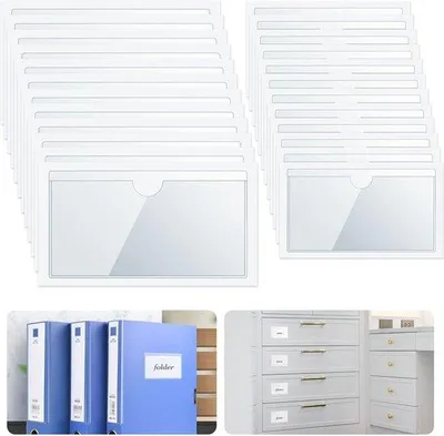 Produktbild von Famanu Visitenkartenfächer selbstklebend in 2 Größen - transparente Etikettenhalter für Dokumente