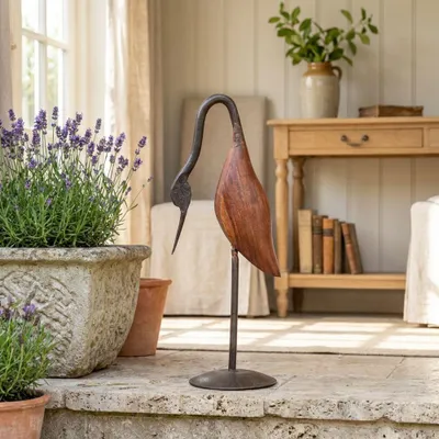 Produktbild von Vogelfigur, S, Gartenfigur, Metallfigur, Kranich, Tierfiguren, - 25 cm x 10 cm