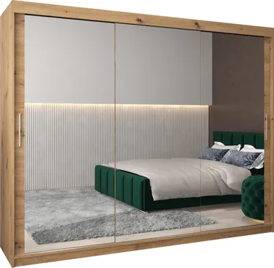 Produktbild von Kleiderschrank, Schiebetürenschrank Schlafzimmer, Schrank mit Spiegel TOKYO 3 250 cm