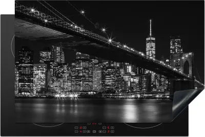 Produktbild von KitchenYeah© Herdabdeckplatte New York - Brooklyn - Brücke , 80x52cm, Küche Deko, Glaskeramikkochfeld Herdabdeckung, Abdeckplatte fùr Kochfeld