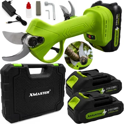 Produktbild von XMaster Akku-Gartenschere, elektrische Gartenschere zum Schneiden von Ästen, 2x Akku