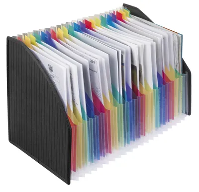Produktbild von Veloflex Stehsammler m 23 bunten Fächern PP 2,0 mm gestreiftes Design
