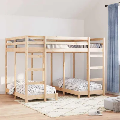 Obrázek produktu pro Maison Exclusive – Trojité patrové lůžko hnědé 140 x 200 cm