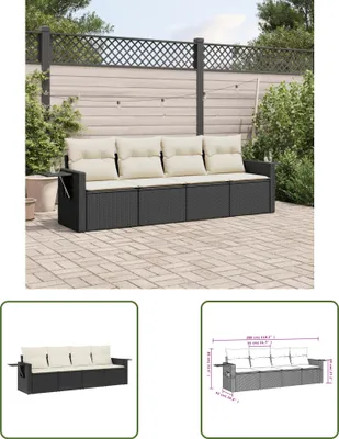 Produktbild von The Living Store 4-tlg. Garten-Sofagarnitur mit Kissen Schwarz Poly Rattan