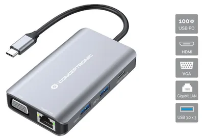 Produktbild von Conceptronic DONN21G laptop-dockingstation & portreplikator Kabelgebunden USB 3.2 Gen 1 (3.1 Gen 1) Type-C Grau