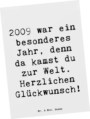 Produktbild von Mr. & Mrs. Panda Postkarte Spruch 2009 Geburtstag - Weiß - Geschenk, Erinnerungen, Glückwunsch, Jahrgang, Ansichtskarte, Geburtsjahr, Geburtstagsgeschenk, Fotokarte