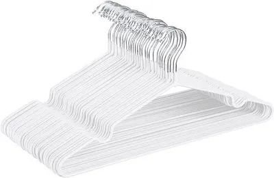 Imagen del producto de Perchas metálicas Ibzoa® con revestimiento antideslizante – Juego de 40 unidades, color blanco, dimensiones 33,79 x 33,6 x 9,7 cm, 0,4 cm de grosor, robustas y que ahorran espacio para la ropa