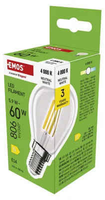 LED Lampe Filament Mini Globe / E14 / 5,9 W (60 W) / 806 lm / Neutral Weiß