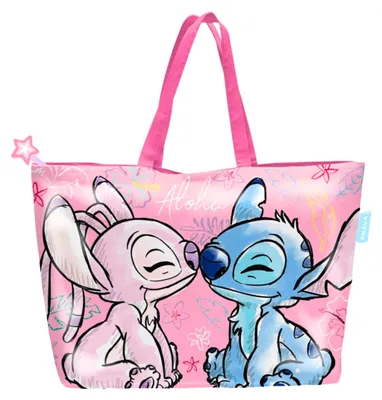 Obrázok produktu pre Plážová taška, cestovná taška, nákupná taška, kabelka s motívom Disney Stitch a Angel