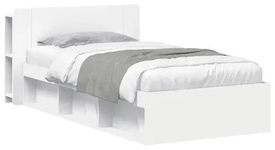 Produktbild von Bettgestell mit Stauraum Weiß 100 x 200 cm Holzwerkstoff
